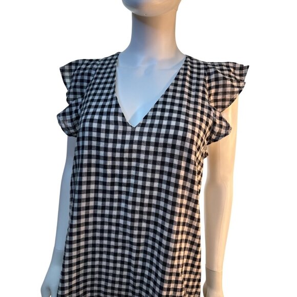 Madewell Multi-Color Gingham Checker Board Cap Sleeve Dress Size 2 EUC - Picture 3 of 6